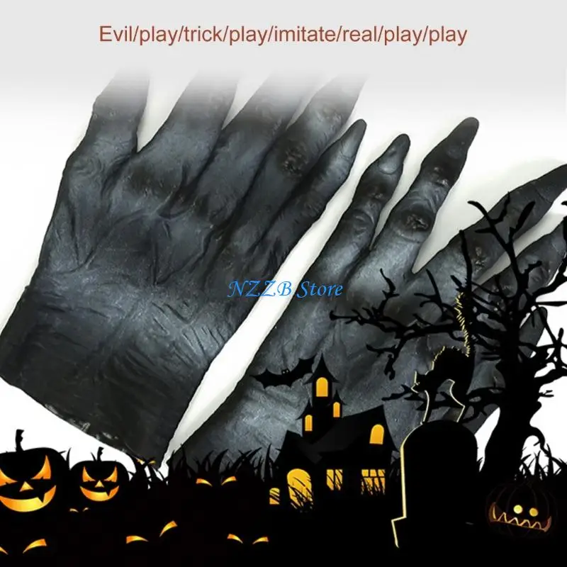 T21f Halloween mostri guanti a mano guanti zombite in lattice lupo mannali guanti uomini uomini