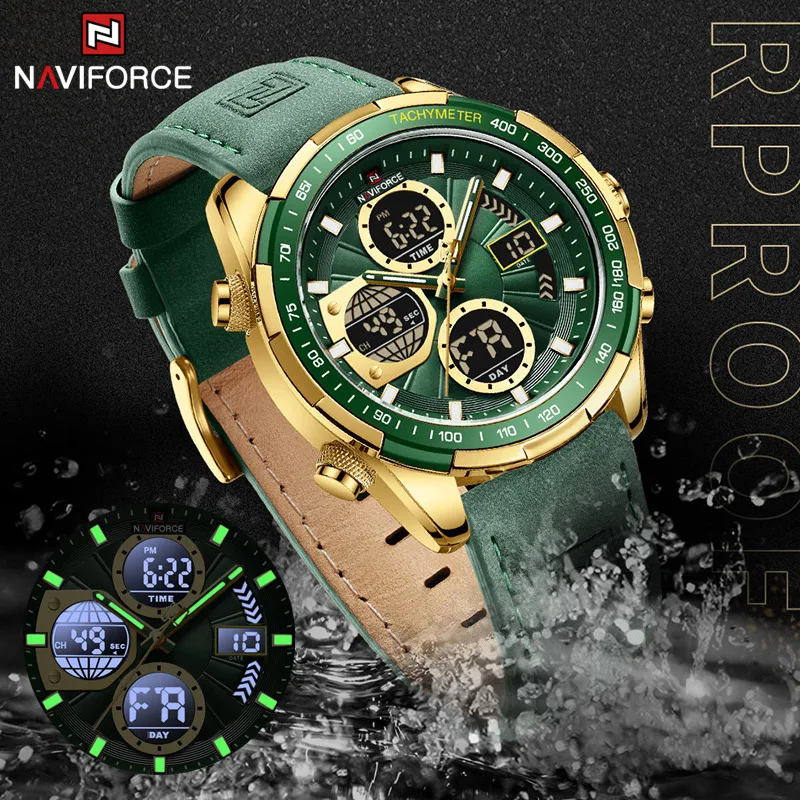 

NAVIFORCE Men’s Digital Watches Business Waterproof Wristwatch Man Dual Display Dial Quartz Clock Male Leather Relogio Masculino