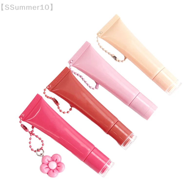 【SSummer10】Tubo de lápiz labial vacío de 15 ml con colgante de llavero - Envase recargable para muestras de brillo labial líquido【SS】