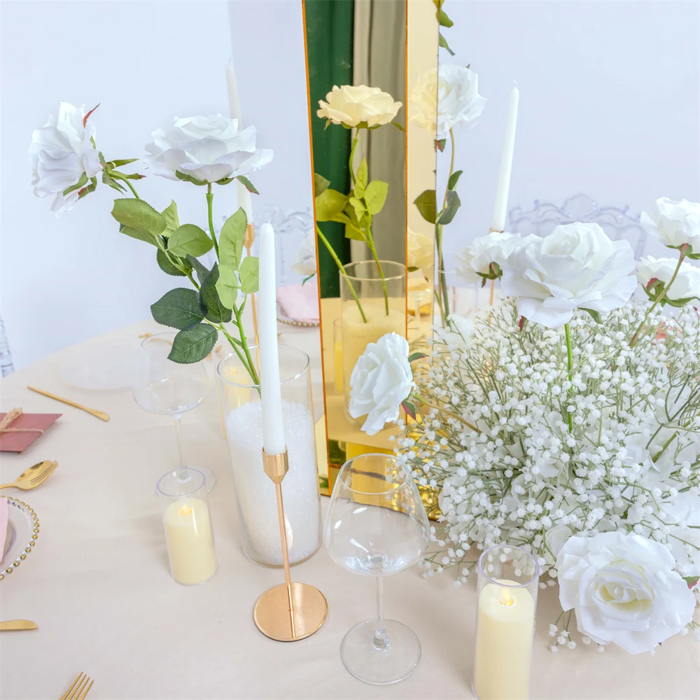 Luxury 60cm/80cm/100cm Acrylic Mirror Pillar Flower Stand for Wedding Backdrop Decor Event Decorative Props Table Centerpiece