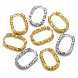6pcs Stainless Steel Gold Plated Rectangle Hoop Earrings for Women DIY Punk Earrings Jewelry Making Parts Wholesale Materials