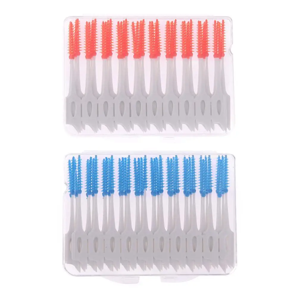 40pcs Interdental Between Teeth Floss Brush Elastic Massage Gum Toothpick