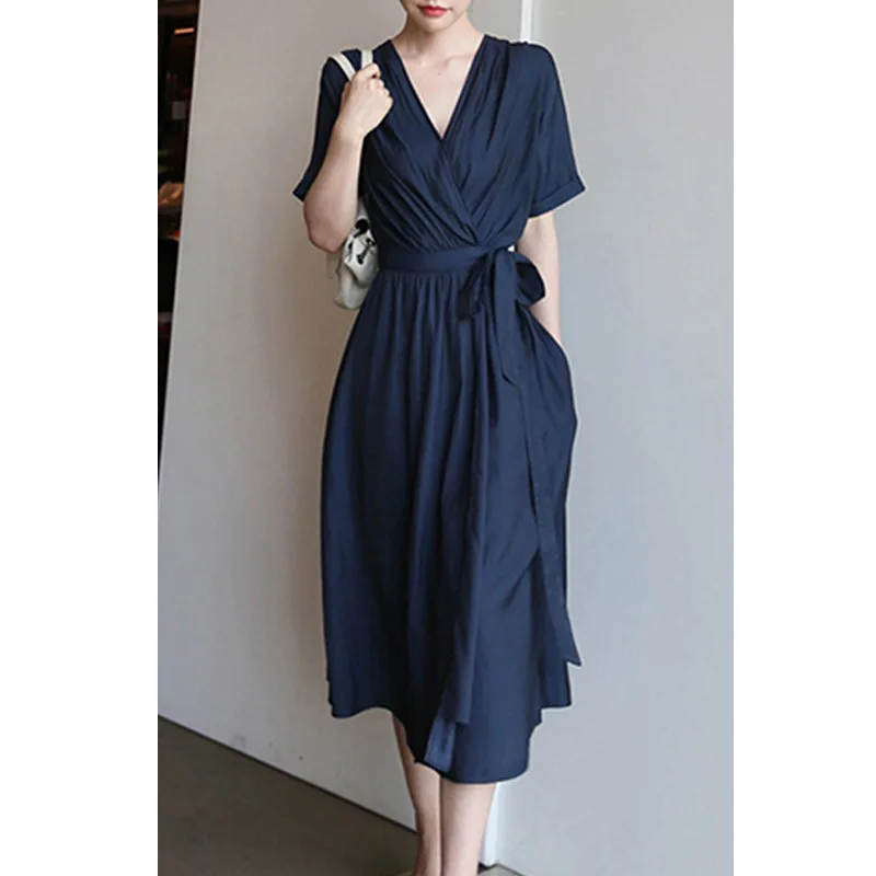 Japanese Luxury Elegant Dress 2024 Summer Dress New Temperament Dress Fashion Women\'s Wrap Dress