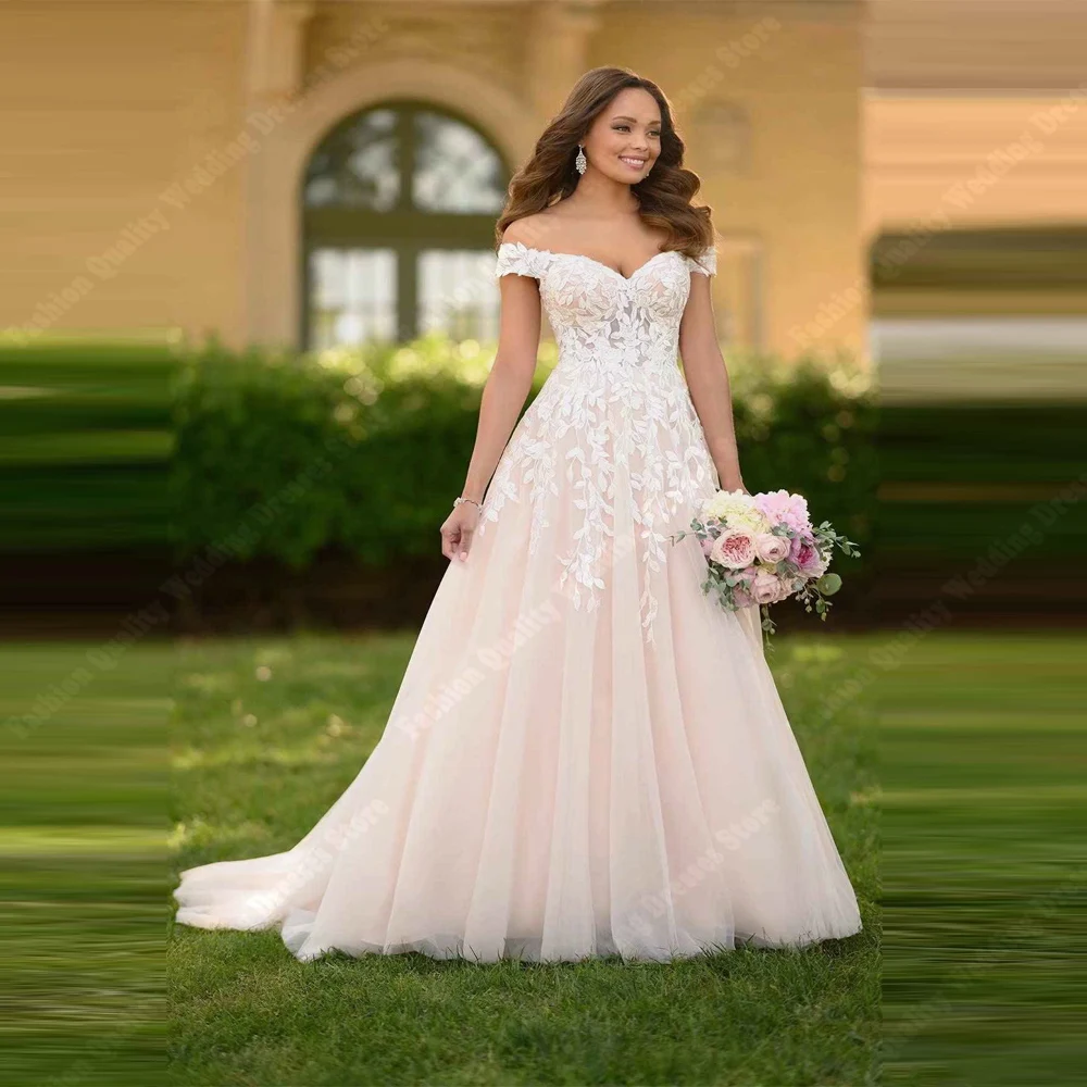 Abiti da sposa da donna con spalle scoperte Sweetheart senza maniche abiti da sposa da principessa romantici banchetto di fidanzamento Vestidos De Novias