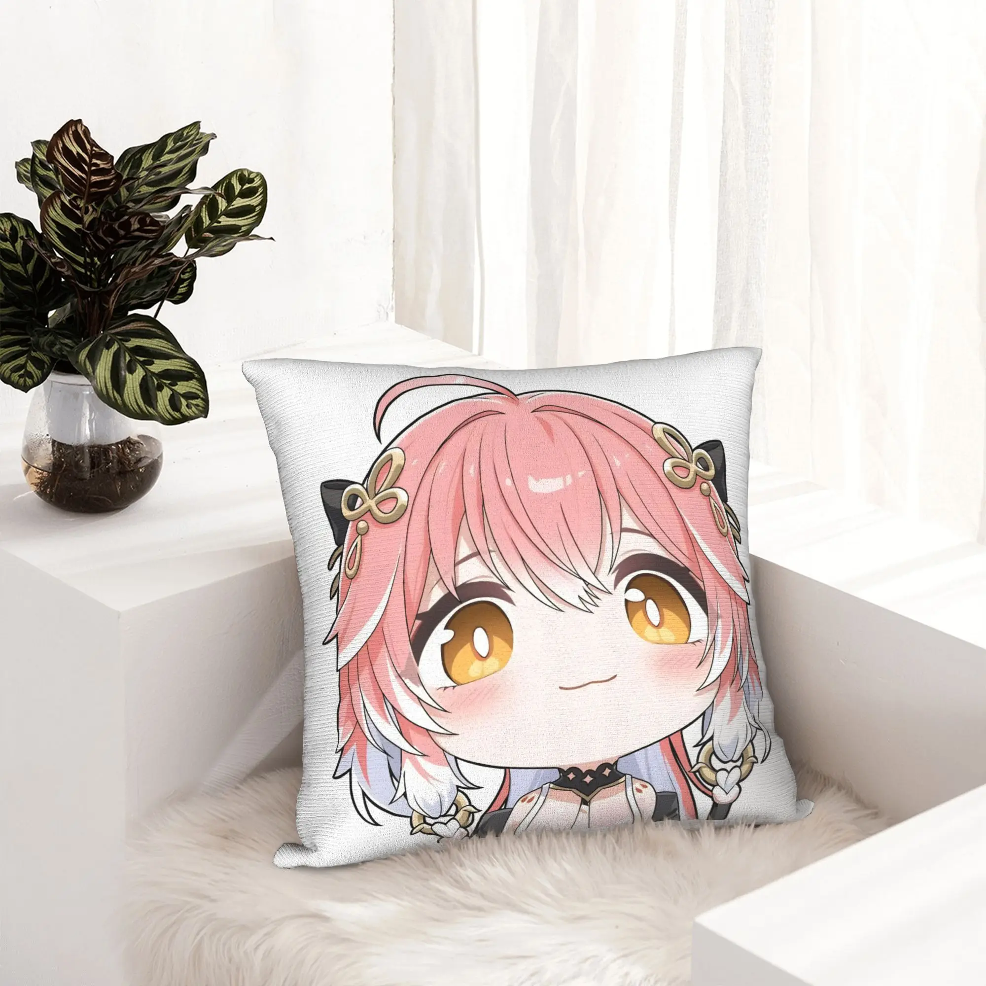 Wuthering Waves Cute Q Version Pillowcase Printed  Cushion Cover Decorations Changli Throw Pillow Case Cover Home Square