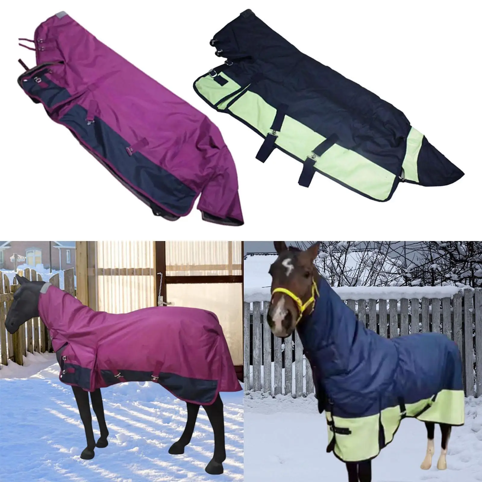 

Одеяло Turnout Horse 600D Оксфорд Водонепроницаемое утолщенное ветрозащитное пальто с капюшоном для лошадей в холодную погоду