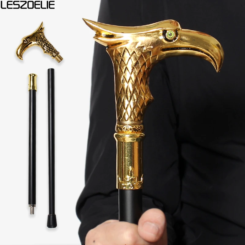 

Золотая и черная мужская роскошная трость с орлиной головой, женская мода, элегантные декоративные трости, винтажный аксессуар для вечеринок для джентльменов