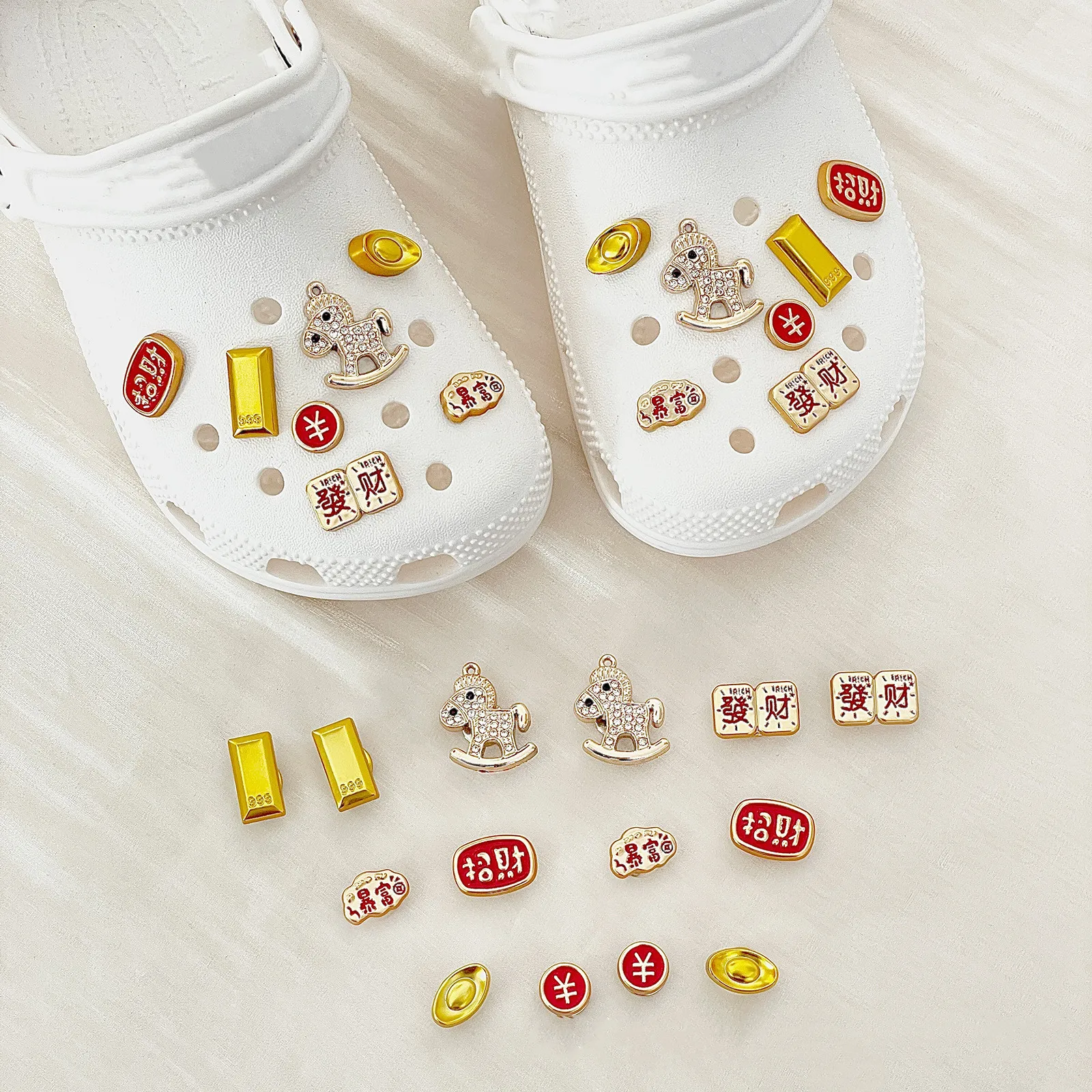 New Cartoon Pony Wealth Hole Buckle Hole Shoe Charms Decorations Simulated Yuanbao Shoes Buckle DIY 3D Hole Shoe Accessories