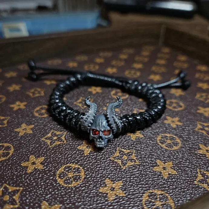 Demon Skull Hand Rope Men's Punk Street Style High Beauty Value Trendy Cool All-Match Niche Bracelet High Sense Personality