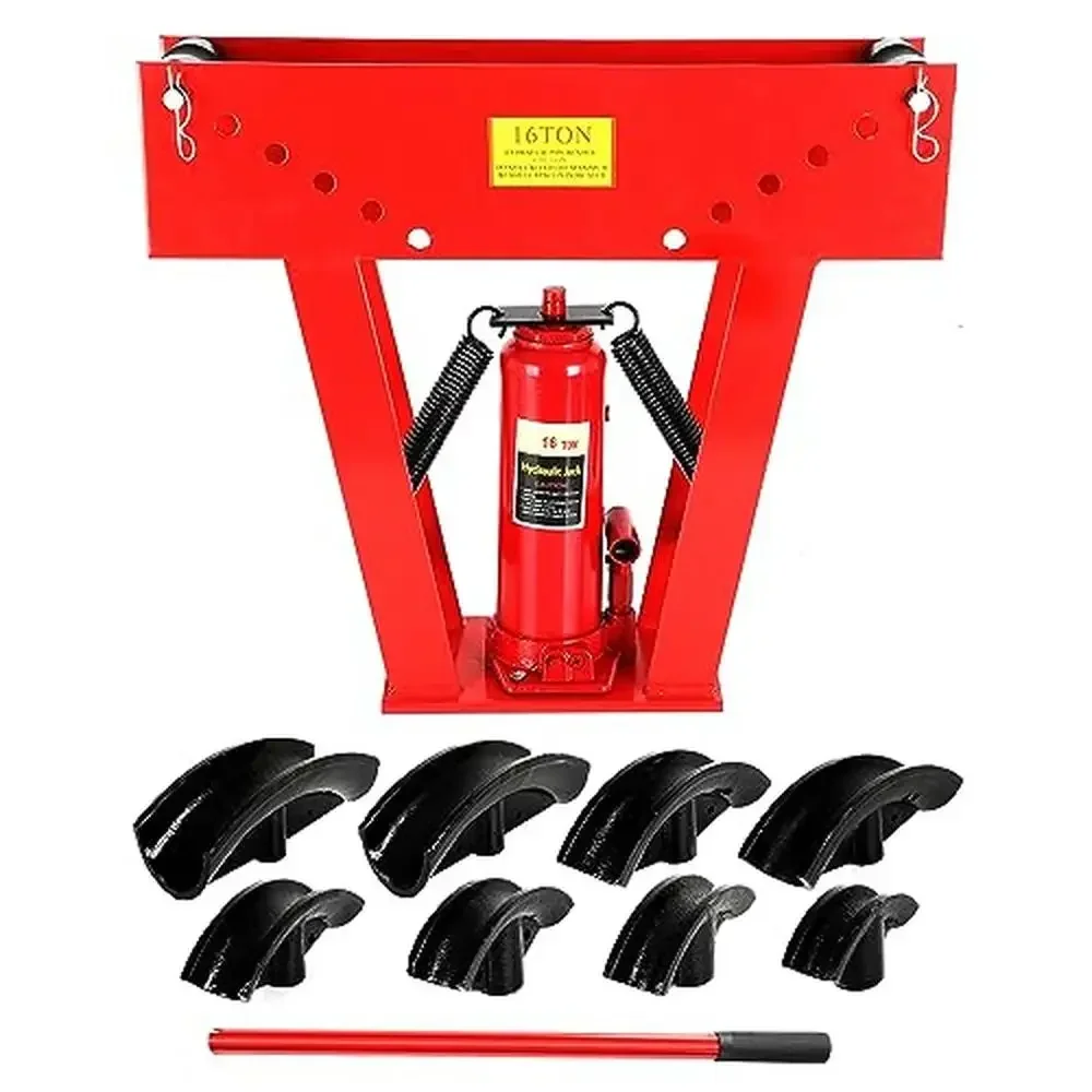 Hydraulic Pipe Bender 16 Ton Manual Tube Bender Tool 8 Dies Adjustable Bending Range 1/2