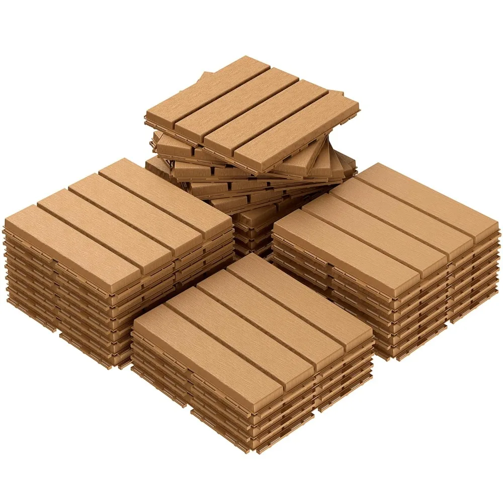 

Plastic Interlocking Deck Tiles, 36 Pack Patio Deck Tiles, 12"x12" Waterproof Outdoor Flooring, Patio Floor Decking Tiles