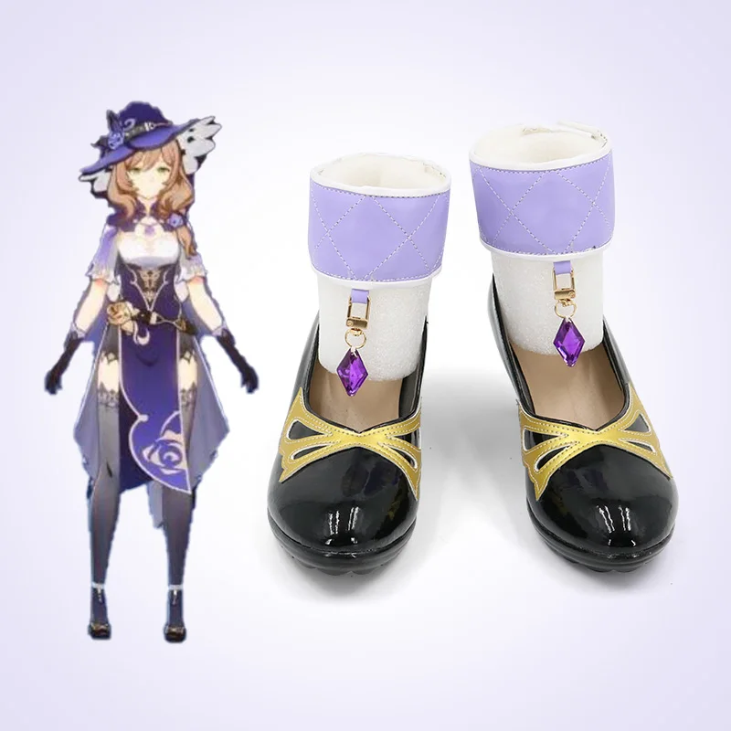

Genshin Impact Lisa Cosplay Shoes Women Men Lisa Cos Halloween Costumes Black Anime High Heels
