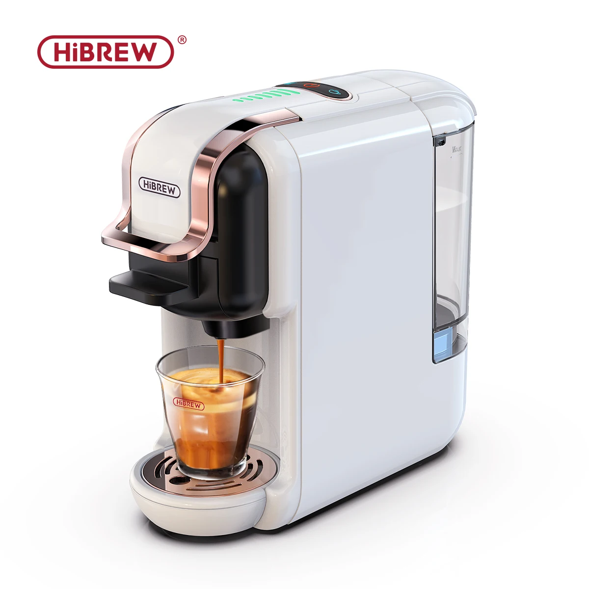 HiBREW 5 in 1 Multiple Capsule Coffee Machine Hot/Cold DG Cappuccino Nes Small Capsule ESE Pod Ground Coffee Cafeteria 20Bar H2B