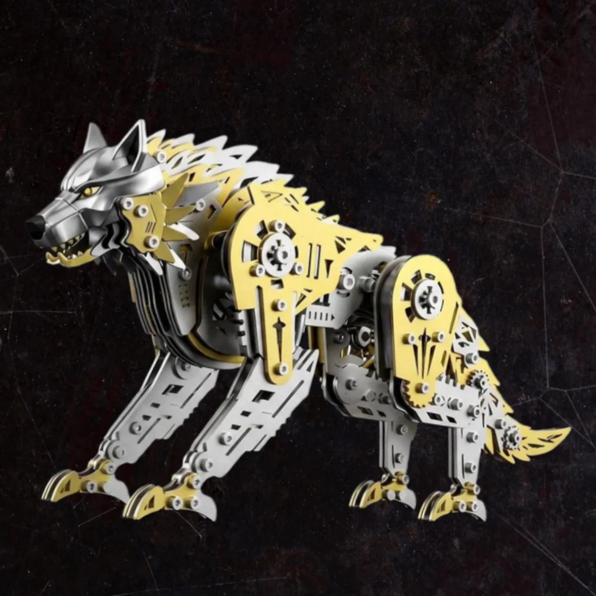 

Mechanical Battle Wolf 3D Metal Puzzle Kit, Steampunk Creature Model, DIY Metal Assembly Model Set Desktop Display War Wolf