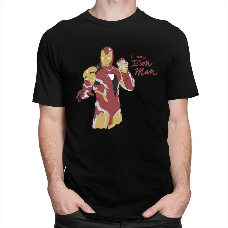 Classic Iron Man Gauntlet Sacrifice T Shirts Men Short-Sleeve T-shirts Printed Tee Tops Pure Cotton Slim Fit Tshirt Merch