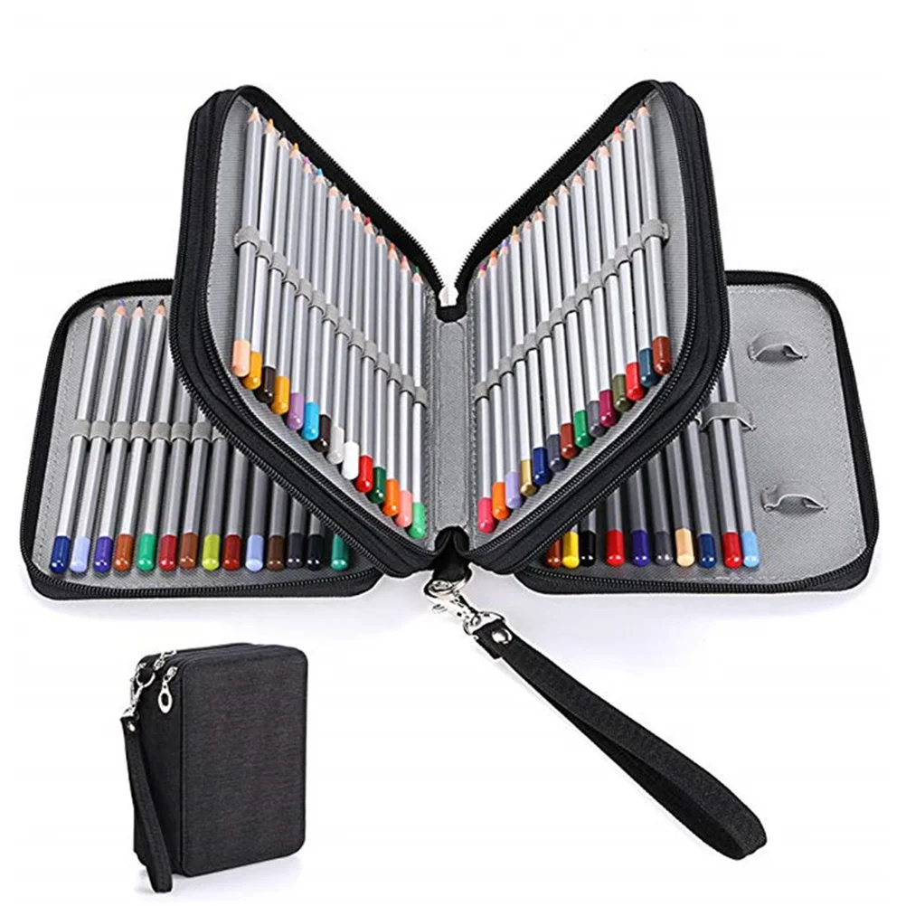 

1Pcs 78-Hole Oxford Waterproof Painting Pencil Bag Multi-Layer Stationery Organizer for Artists Students Gift Idea Black
