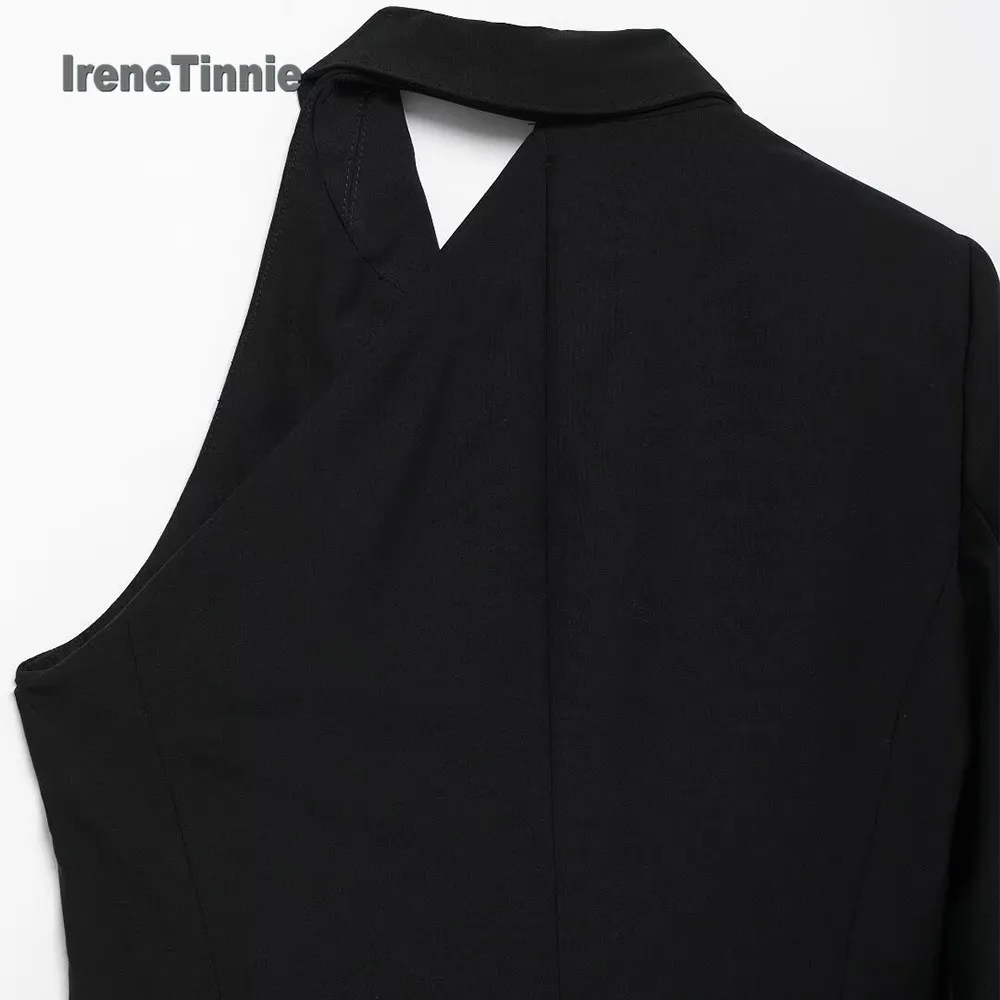 Irene innie-Vintage Chic mujer vestido Blazer asimétrico cuello vuelto chaquetas de manga larga moda 2025 primavera elegante prendas de vestir