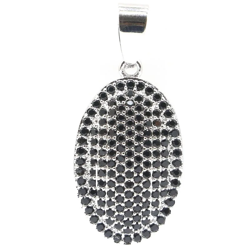 

33x15mm Charming Blue Turquoise Black White Sapphire Females Present Silver Pendant