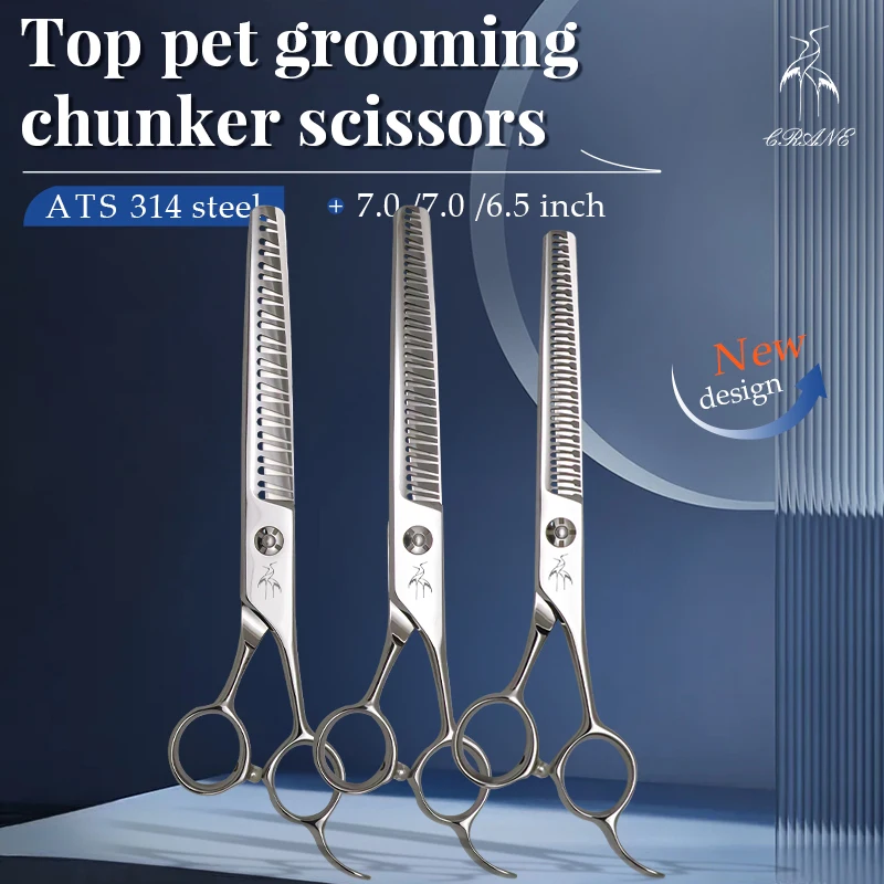 Crane 6.5/7.0 inch ATS314 steel thinning scissors for dog grooming pet cutting dog scissors thinner shears tesoura tijeras