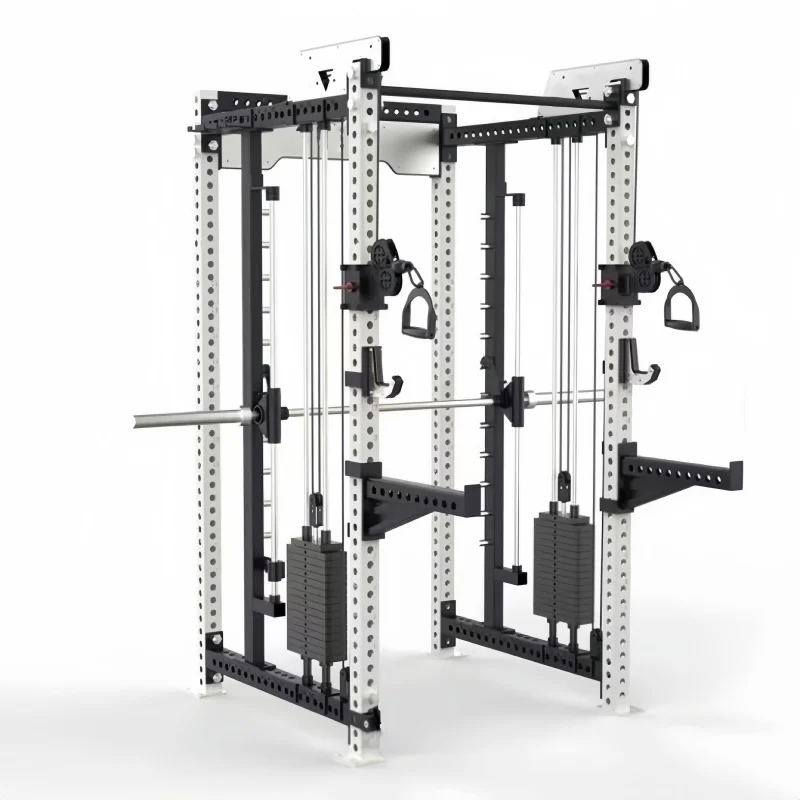 Steel Squat Rack Smith Machine Cable Cross Dual Function Strength Gear