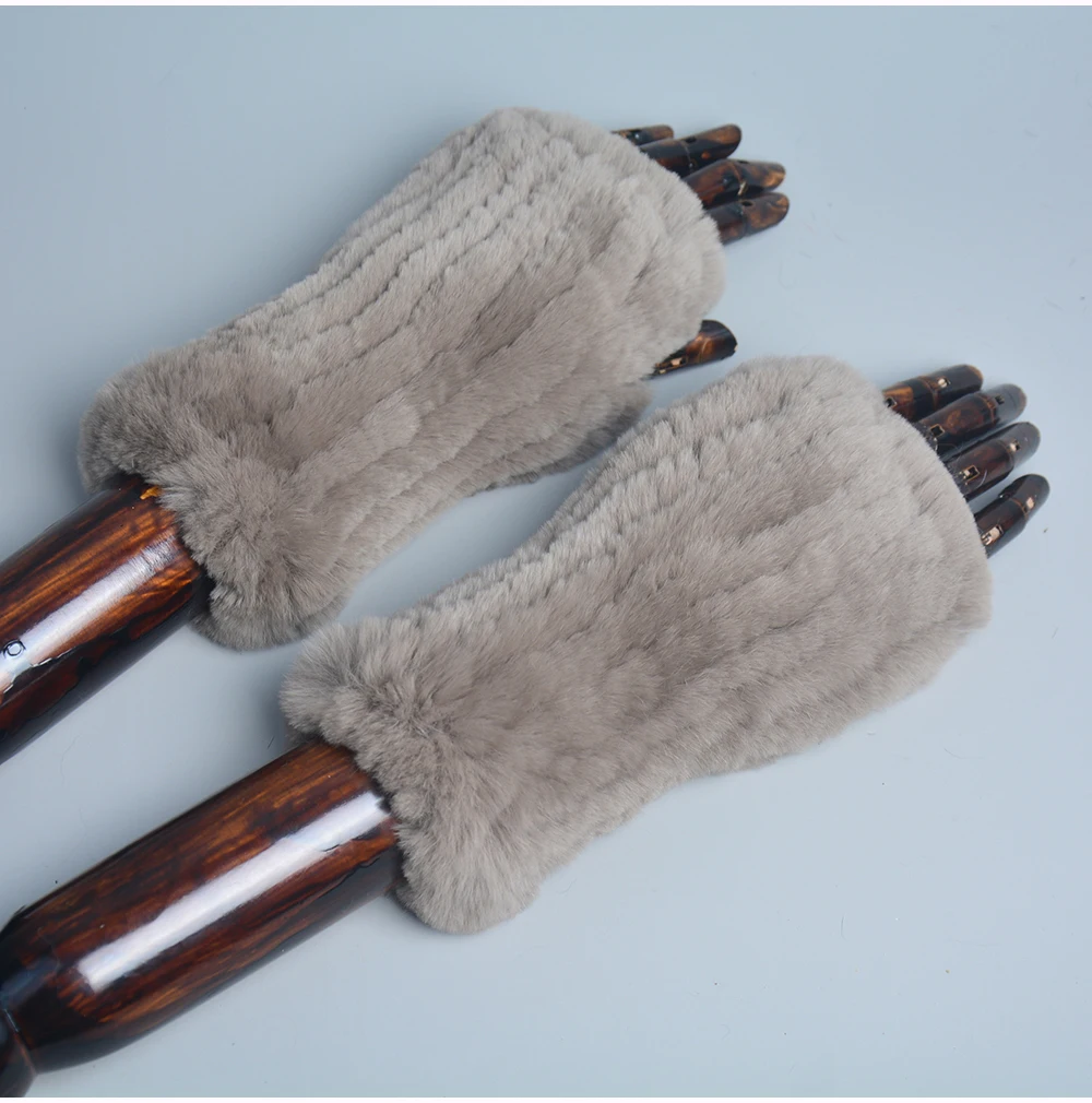 Lady Winter 100% Natural Real Rex Rabbit Fur Glove Women Soft Rex Rabbit Fur Glove Foashion Warm Knitted Genuine Fur Gloves