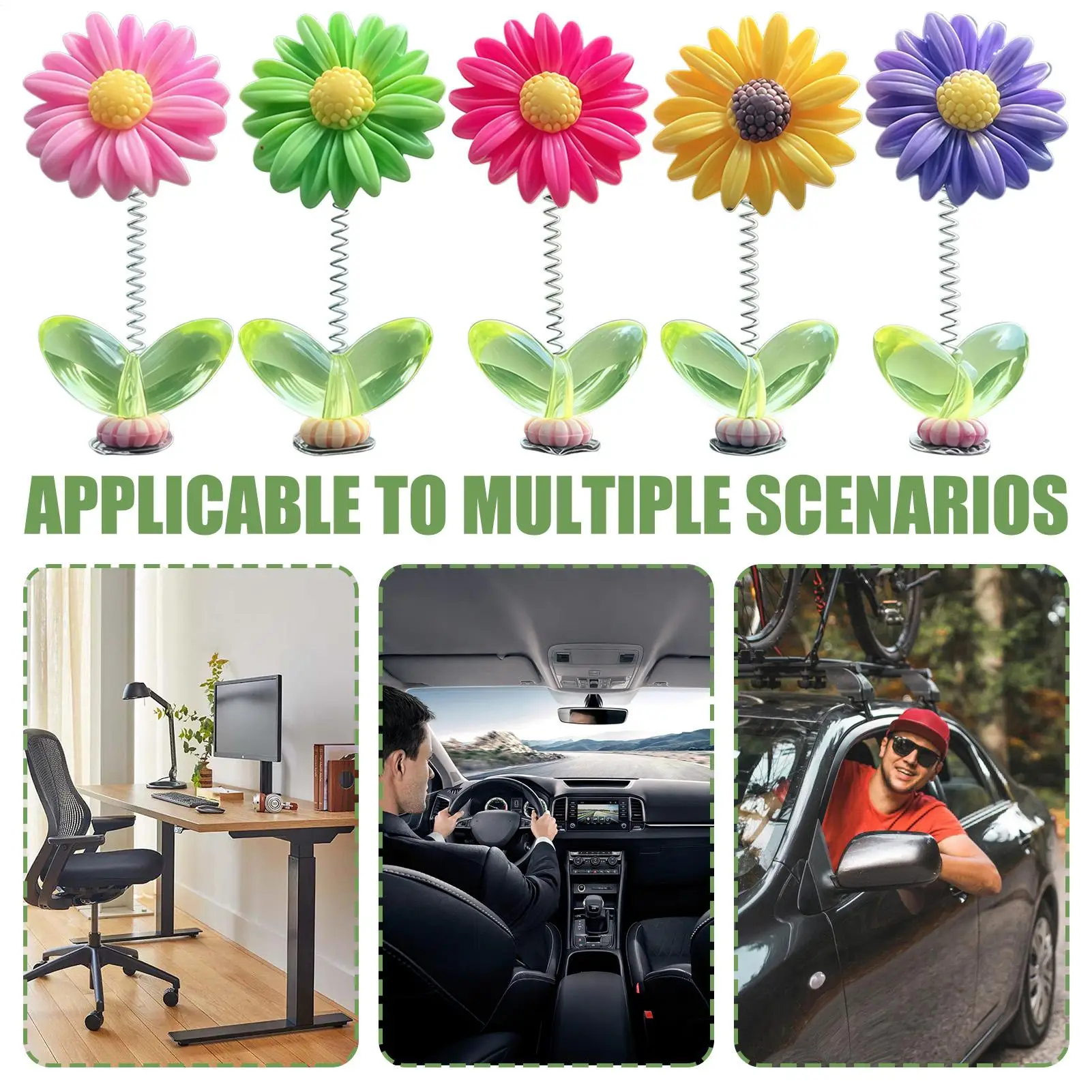 Car Sunflowers Dash Decorations 5 Pieces Shaking Head Sunflowers Car Shaking Dash Decor For Office Desk Spring Summer Driver