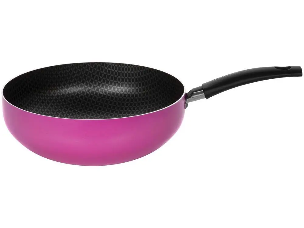 24cm Color Pink Aluminum Multiflon Non-stick Wok Frying Pan