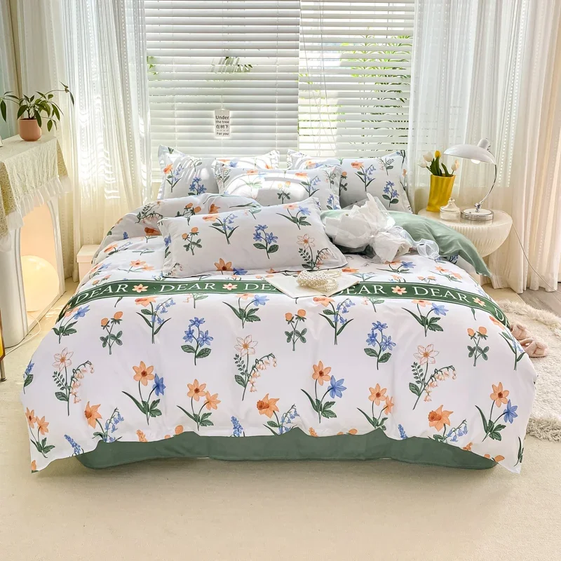 

Plants Flowers Duvet Cover Set Fashion Skin-Friendly Queen King Size Bedding Set Soft Breathable Quilt Cover with 2 Pillowcases