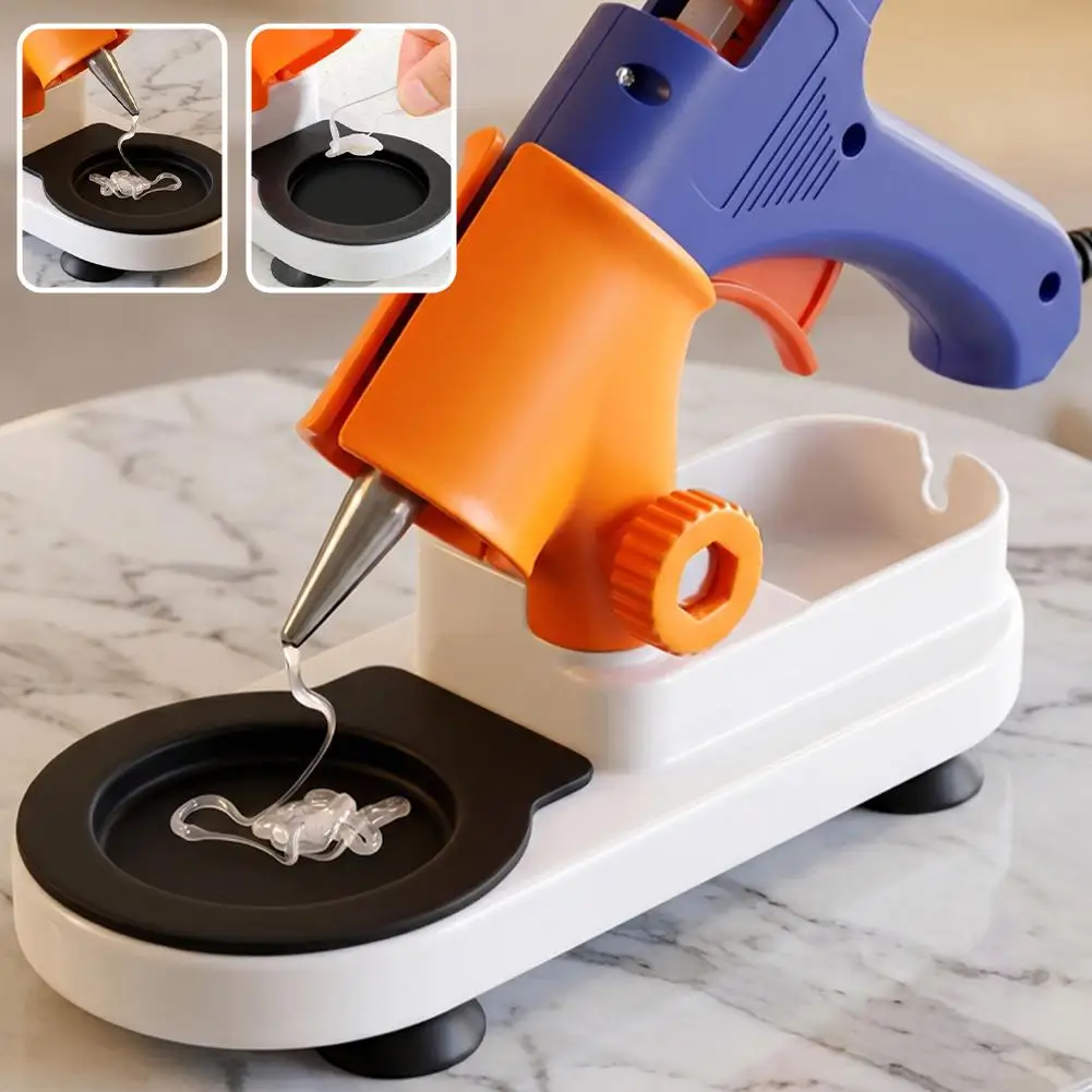 Universal Hot Glue Gun Stand With Drip Tray Multi-Function Holder Cable Organizer And Small Parts Storage Hot Glue Gun Holder