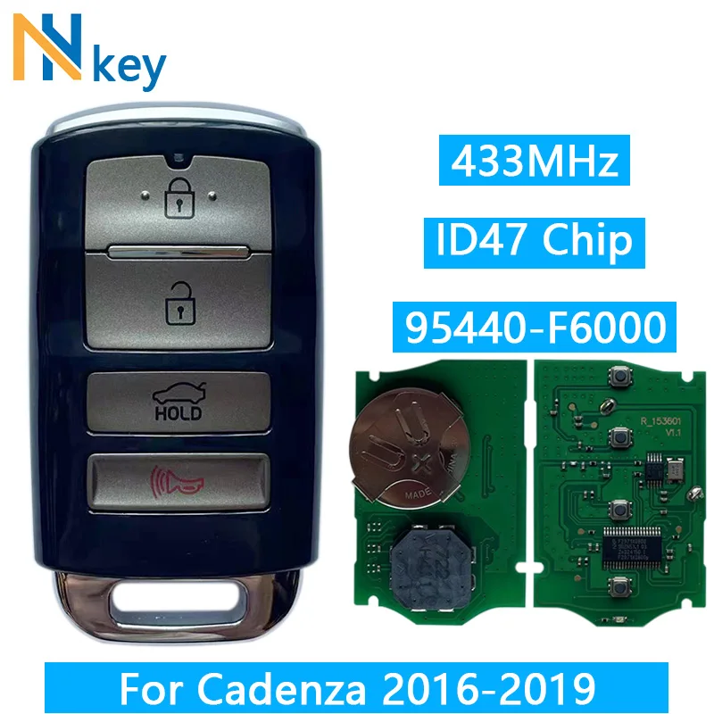 PN:95440-F6000 Remote Key Fob 433MHz ID47 Chip NCF2971X Replacement for Ki a Cadenza 2017-2019 FCCID: TQ8-FOB-4F10
