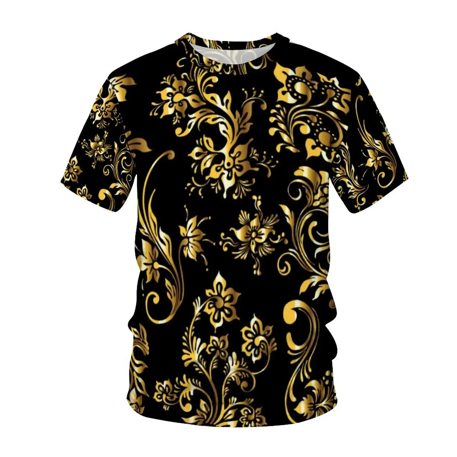 Summer New Hot Baroque Style 3D Printed Men's T-shirt Aristocracy-style Street Fashion Outdoor Sports Casual Quick Drying Top