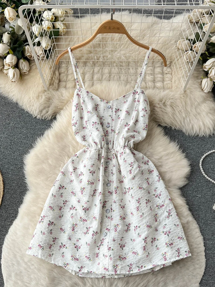 Beach Floral Jumpsuits Women Sleeveless Summer Print Casual Playsuits Fashion Ladies Backless High Waist Shorts Romper