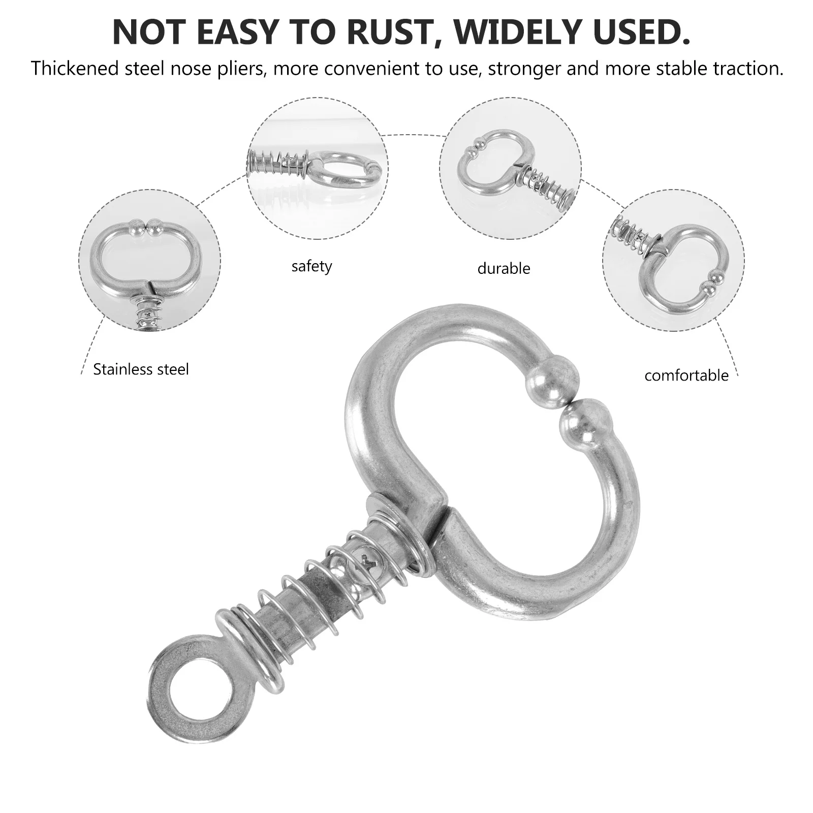 

1Pcs Stainless Steel Cow Nose Ring Thickened Traction Tool for Cattle Handling Durable Livestock Nose Ring Cattle Pulling Tool