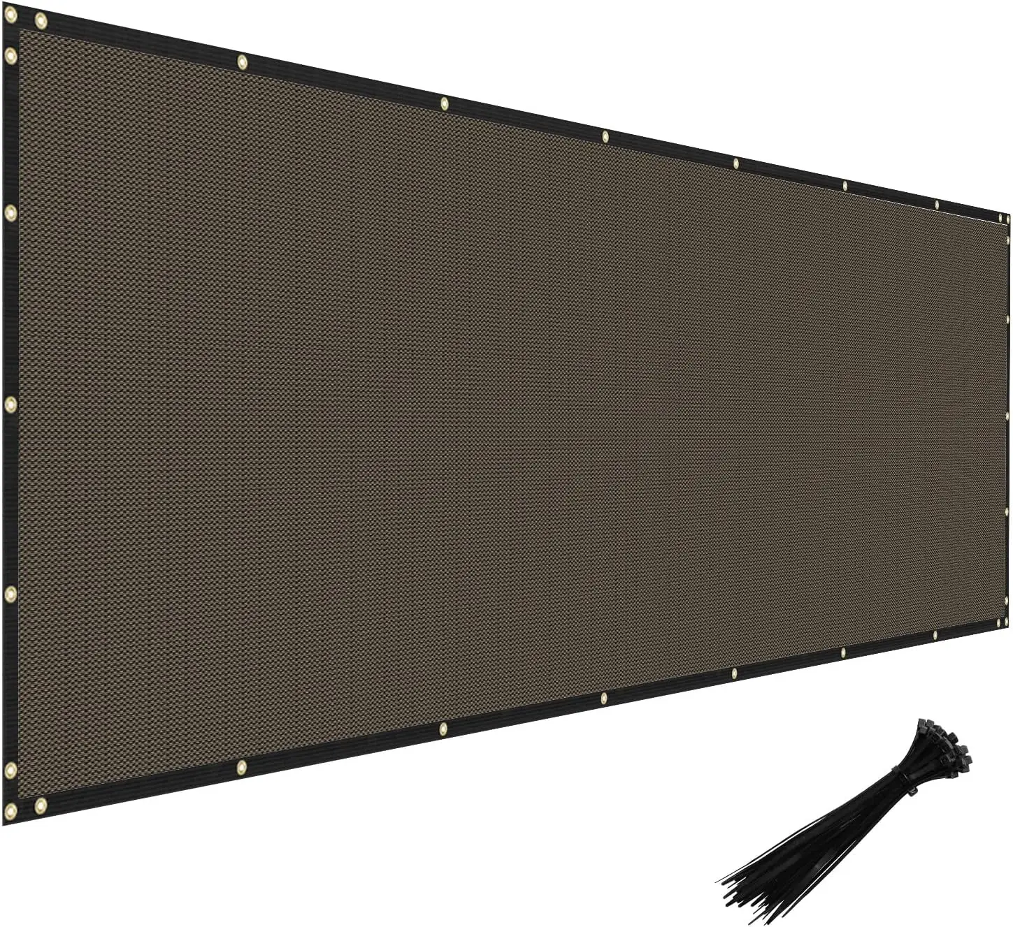 Windscreen Fencing Mesh Fabric Shade Net Cover with Brass Grommtes for Outdoor Wall Garden Yard Pool Deck, 6'x273' Brown