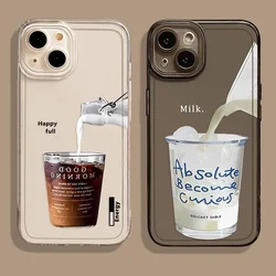 Funny Iced Coffee Phone Case For iPhone 15 11 12 14 13 Pro Max Mini XSM XR SE2 7 8 Plus Cute Cartoon Milk Mobile Phone Covers