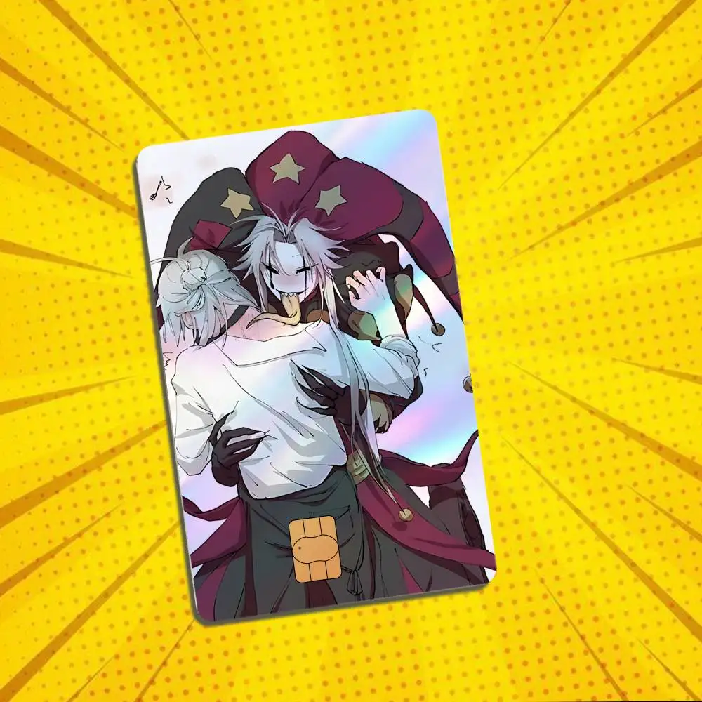 Harlequin Freak Jester Pierrots Circus Laser shimmer Credit Card Skin Party Stickers For Visa Bank Card Bus Metro Access Card
