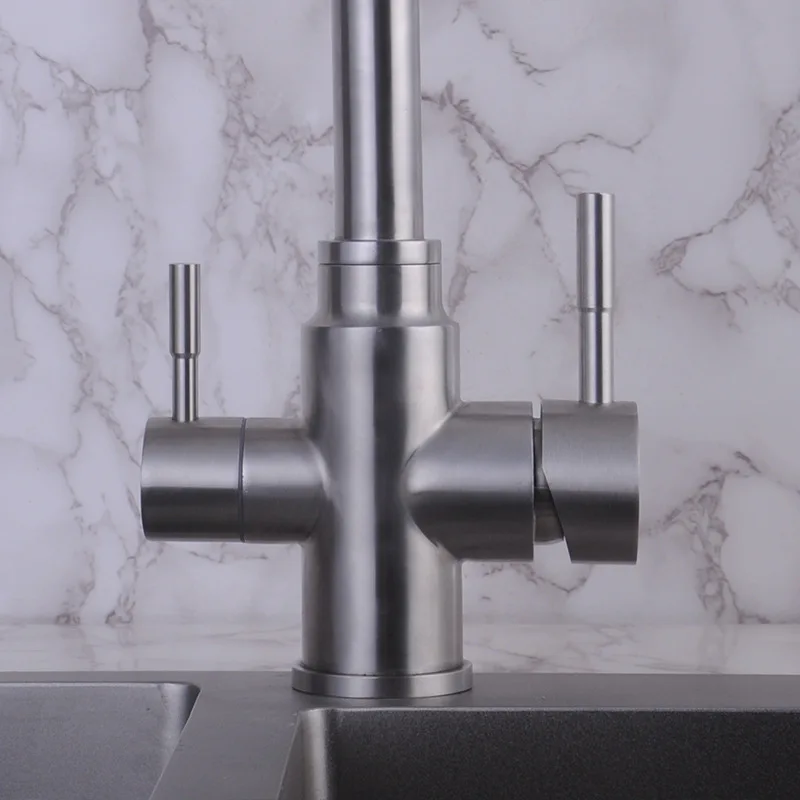 304 Stainless Steel 2-In-1 Hot And Cold Rotating Kitchen Sink Dual-Use Faucet Single Hole Vessel Sink Faucet