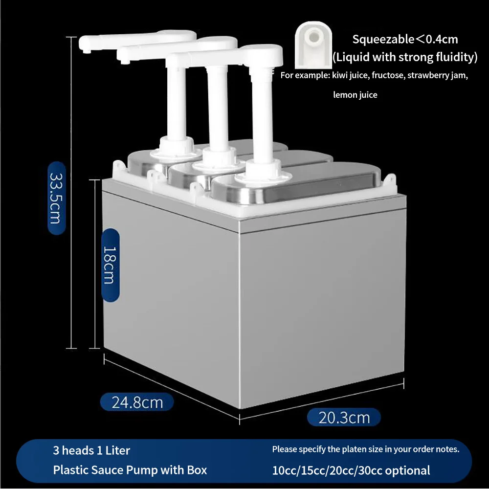 1L/2L Double Head Stainless Steel and PP Material Condiment Sauce Pump Dispenser Plastic Sauce Dispenser image 4