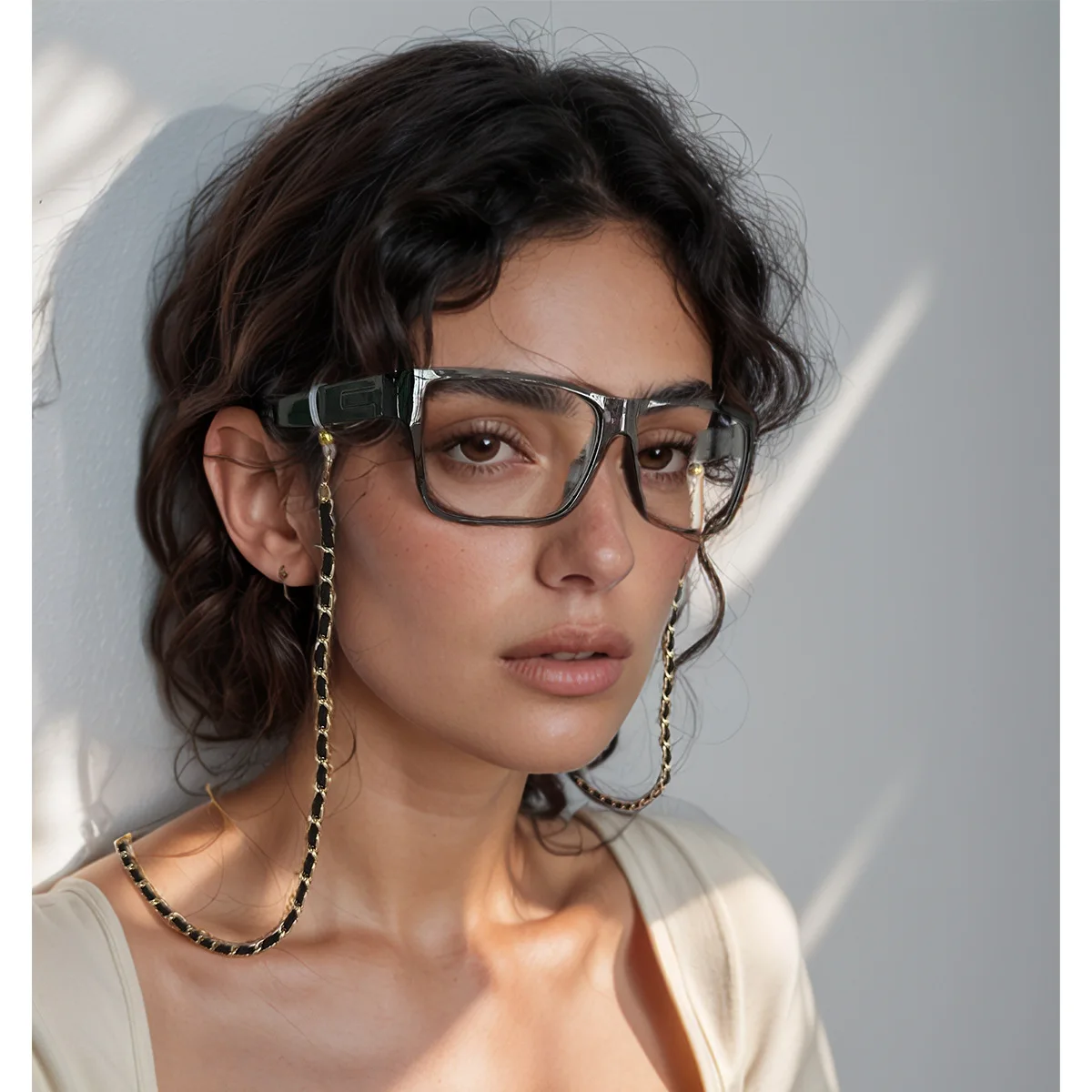 Leather Woven Eyeglass Chain Vintage Modern Thin Aluminum 2-in-1 Sunglasses Strap Mask Lanyard Stylish Fashion Eyeglasses Rope