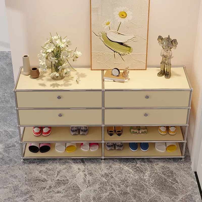 

Light luxury high-end shoe cabinet module cabinet living room locker bucket cabinet stainless steel small household home