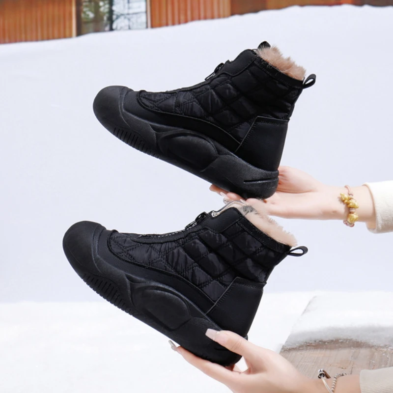 Women\'s Winter Ankle Boots Fashion Designer Skateboard Shoes Ladies Casual Sports Warm Plush Snow Boot Footwear Padded Shoes