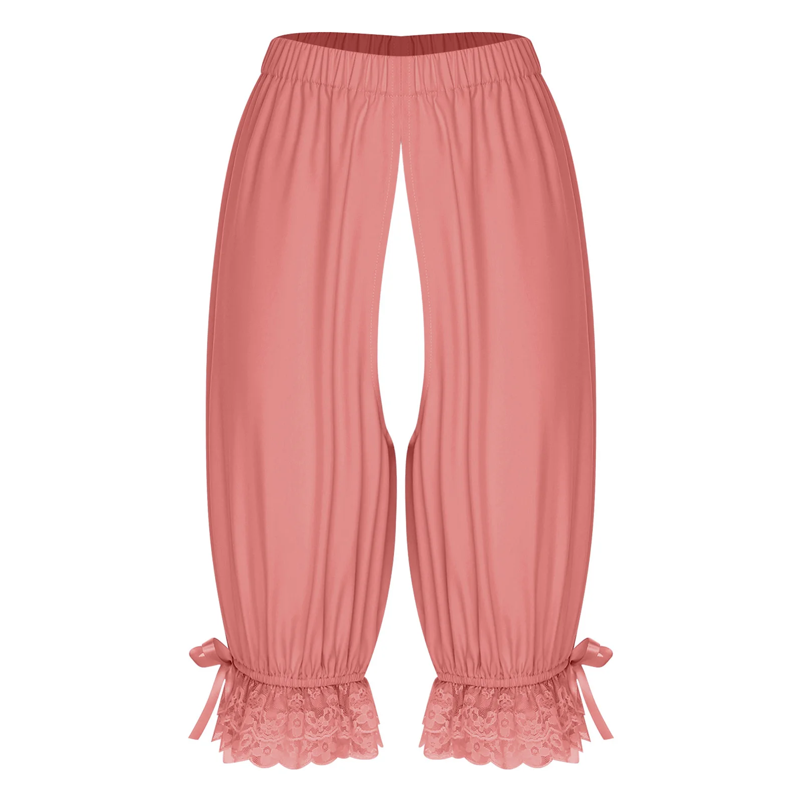 

Women Lolita Bloomers Short Open Crotch Ruffled Legs with Lace Trim And Bow Decor Victorian Pumpkin Pettipants Dress Accessories