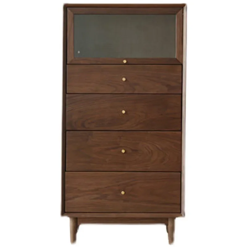 

Nordic solid wood cherry wood TV side cabinet, white oak living room, black walnut sofa side storage cabinet