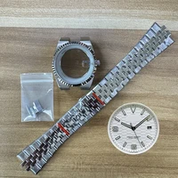 Caja de reloj Land-Dweller superior de 39,5mm con correa con esfera de 33,8mm + manecillas de cristal de zafiro Lume verde compatible con piezas de reloj de movimiento NH35