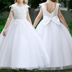 6-14 Years Teen Girls Long Dress Bridesmaid Kids Dresses Children Princess Party Wedding Prom Gown Formal Occasion Bow Dresses