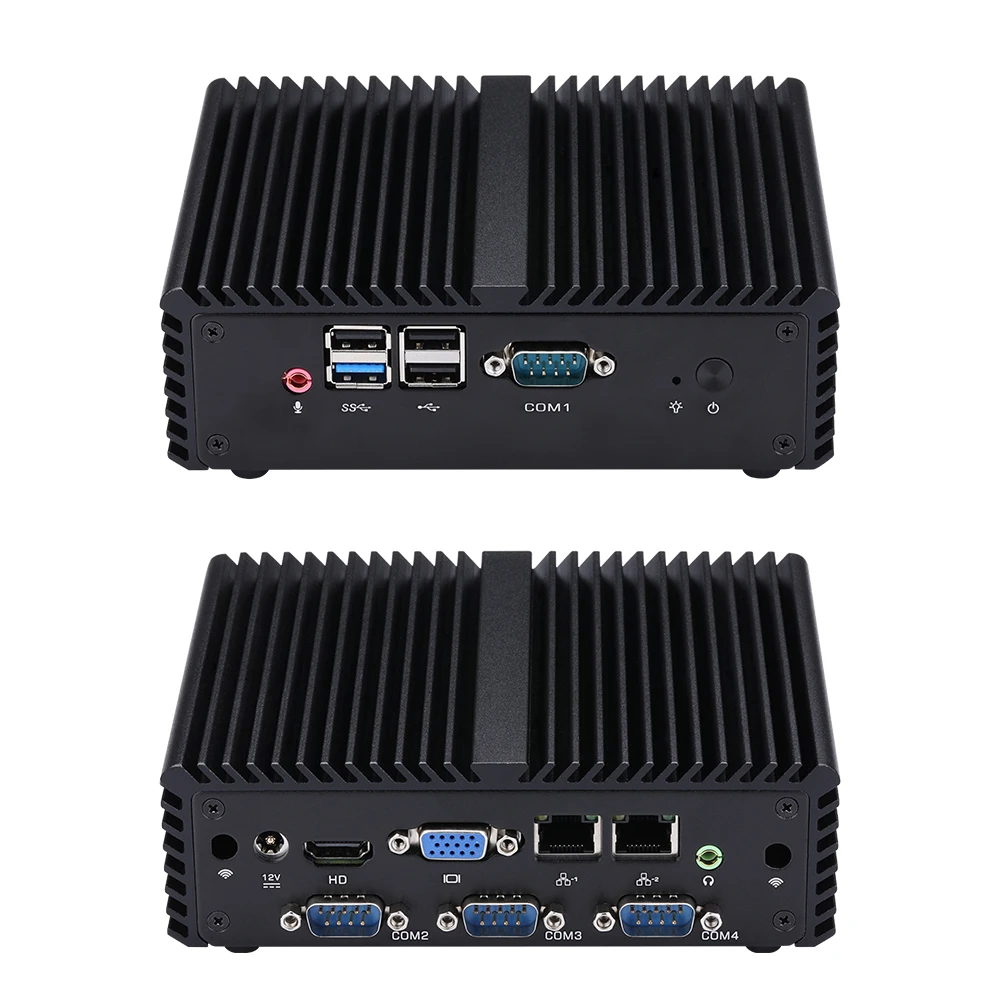 Mini PC Dual LAN Bay Trail J1900/N2920 Procesadores de cuatro núcleos 4x RS232 HD 1.4 Mini PC sin ventilador VGA