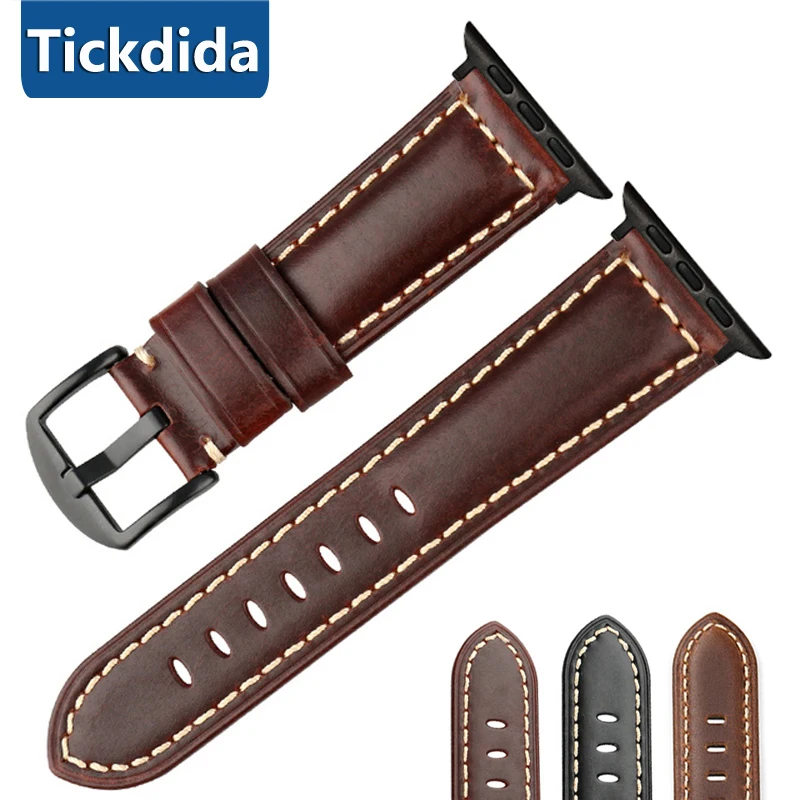 

Leather Strap for Apple Watch Band 46mm 45mm 44mm 49mm 41mm Accessorie Wristband Correa Bracelet IWatch Series 10 9 SE 8 Ultra 3