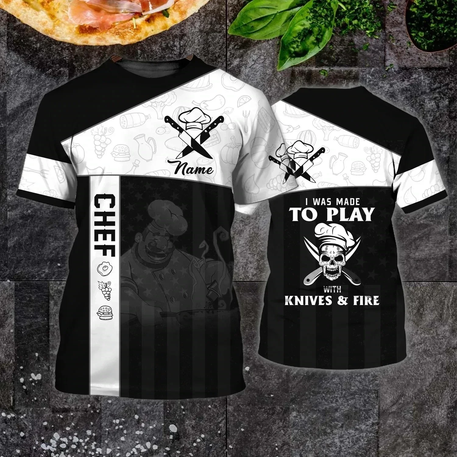 Funny Chef Uniform 3D Kitchenware Print T Shirt For Men Leisure O-neck Short Sleeve Tops Custom Designer Clothing Oversized Tees