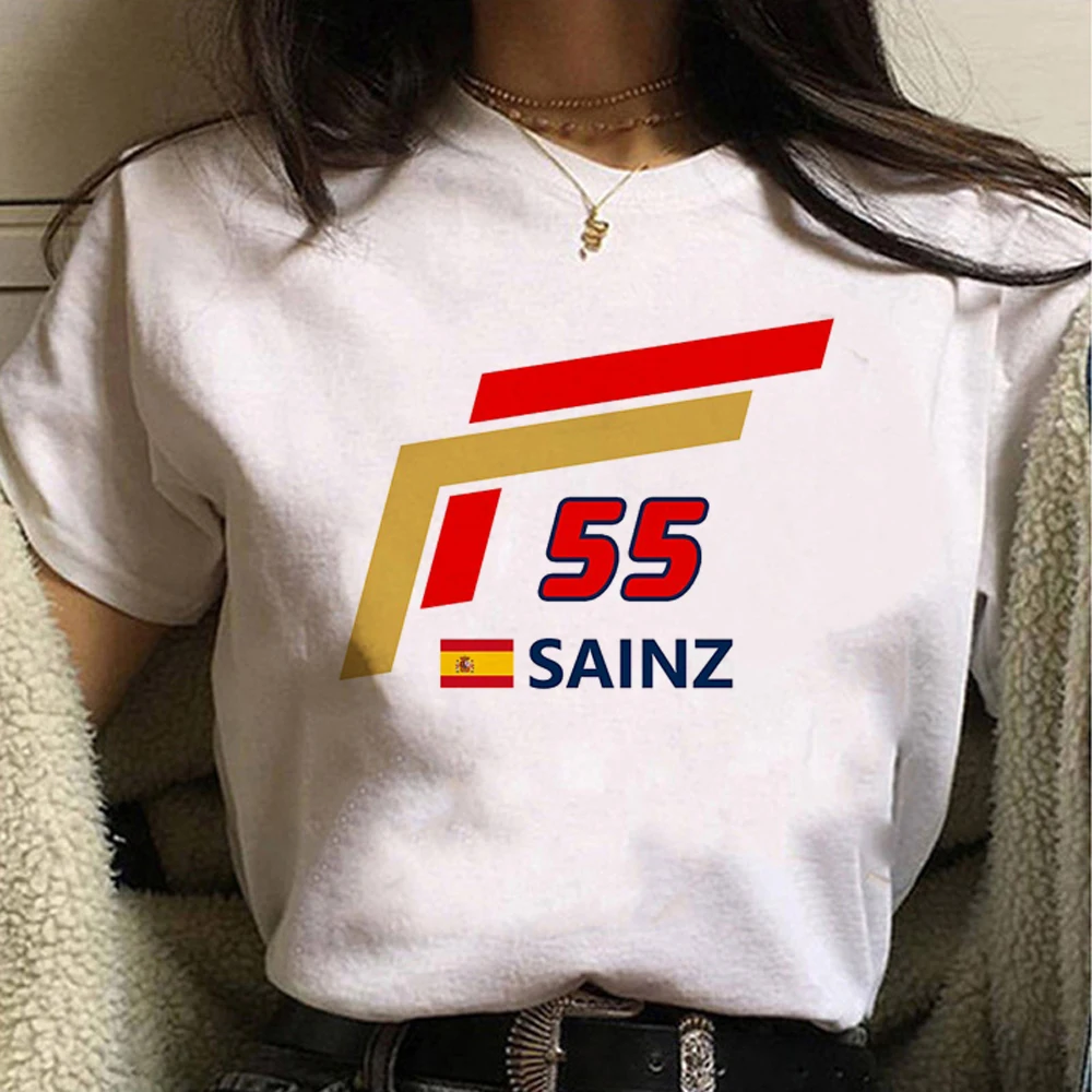 Carlos Sainz-女性用Tシャツ,女性用ストリートウェア,デザイナーTシャツ,原宿服