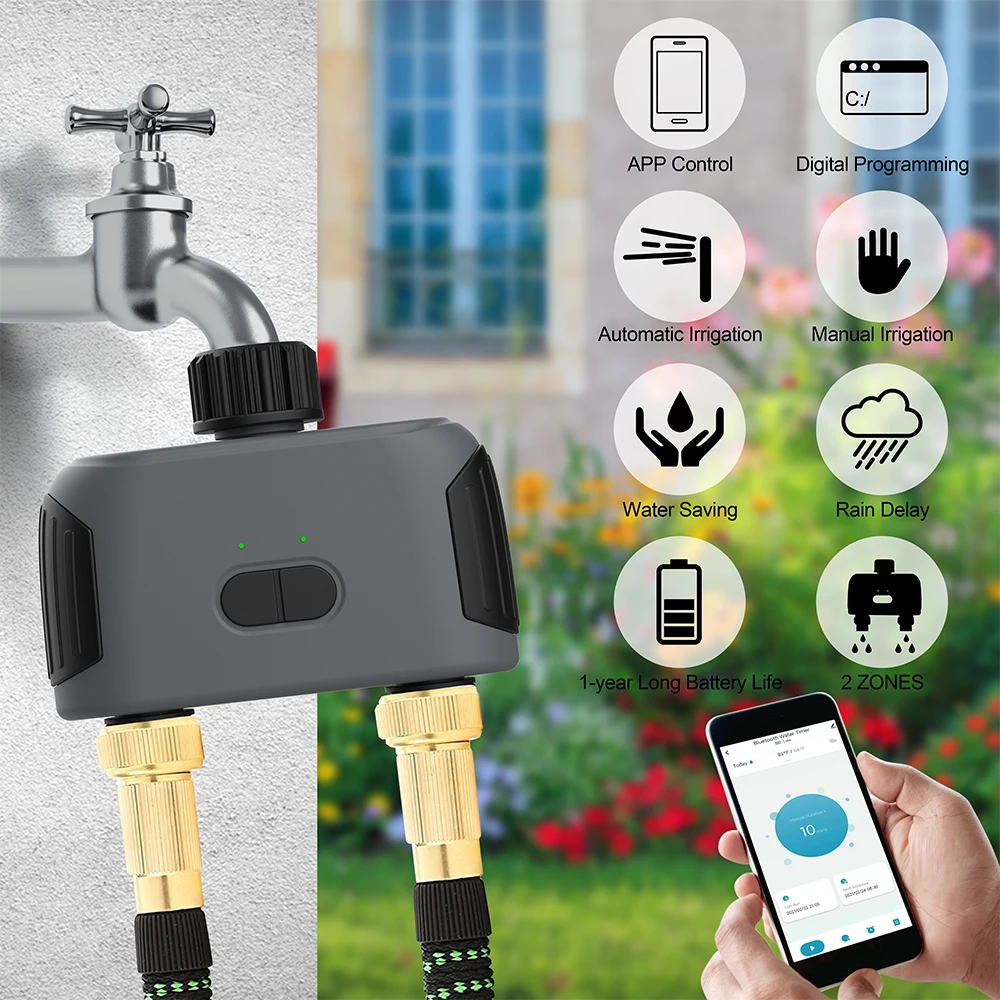 2-way WIFI/Bluetooth Compatible Timer Automatic Programming US EU UK AU Plug Garden Irrigation System Watering Smart Controller